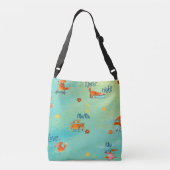 手作り水彩イラストレーションおもしろいキツネ クロスボディバッグ (裏面)