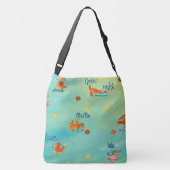 手作り水彩イラストレーションおもしろいキツネ クロスボディバッグ (裏面)