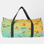 手作り水彩イラストレーションおもしろいキツネ ダッフルバッグ (正面)