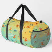 手作り水彩イラストレーションおもしろいキツネ ダッフルバッグ (右コーナー)