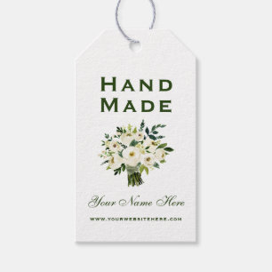 手作り水彩グリーンフローララベル ギフトタグ