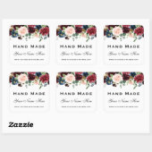 手作り水彩バーガンディーブルーフローラ小 スクエアシール (シート)