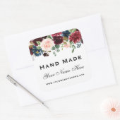 手作り水彩バーガンディーブルーフローラ小 スクエアシール (封筒)