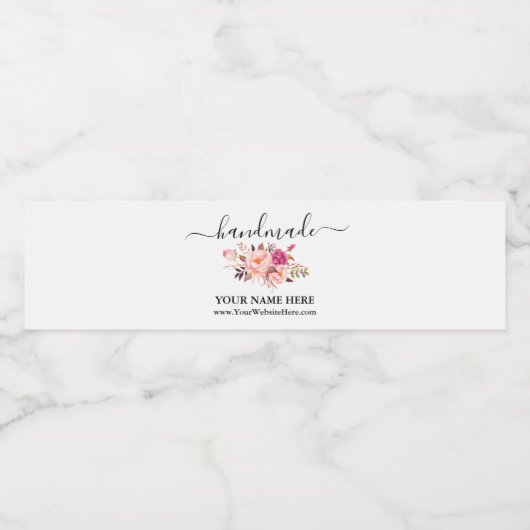 手作り水彩ピンクフローラ周回ラベル ペットボトルラベル (シングルラベル)