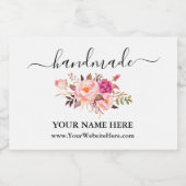 手作り水彩ピンクフローラ製品ラベル スパークリングワインラベル (シングルラベル)