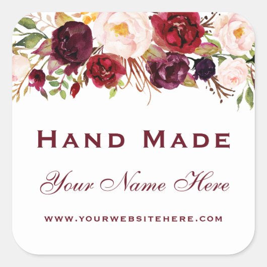 手作り水彩フローラブルゴーニュ小 スクエアシール (正面)