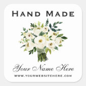 手作り水彩緑フローラ小 スクエアシール (正面)