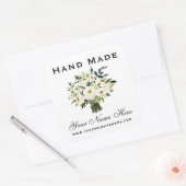 手作り水彩緑フローラ小 スクエアシール (封筒)