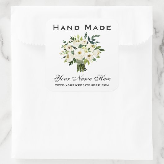 手作り水彩緑フローラ小 スクエアシール (バッグ)