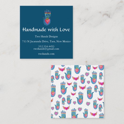 手作り治癒手柄パターカスタムン スクエア名刺 (正面/裏面)