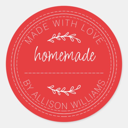 手作り焼き菓子やジャム缶ラベル 真っ赤な輝き ラウンドシール (正面)