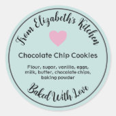 手作り焼き菓子材料 ラベル ティールとピンク (正面)