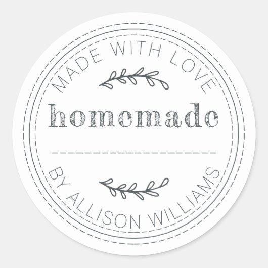 手作り焼き菓子 ジャム缶 黒 白 ラウンドシール (正面)