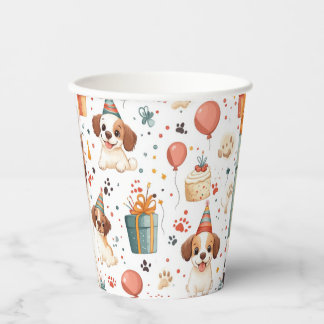 手作り現金封筒 – 犬誕生日テーマ 紙コップ