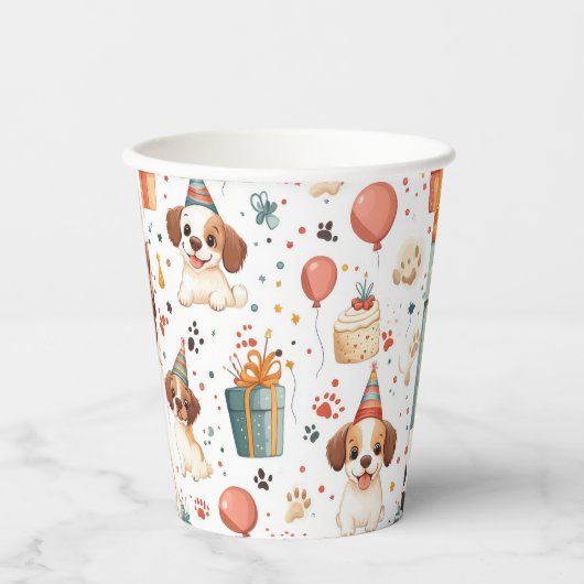 手作り現金封筒 – 犬誕生日テーマ 紙コップ (正面)