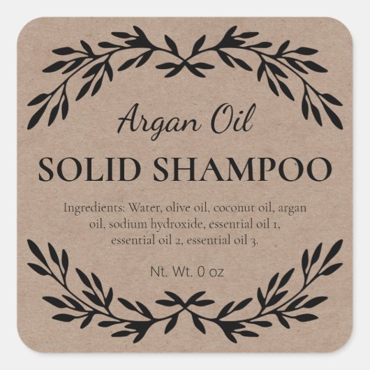 手作り環境にやさしシャンプー無地のラベル スクエアシール (正面)