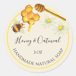 手作り石けんステッカー蜂蜜とオートミール ラウンドシール