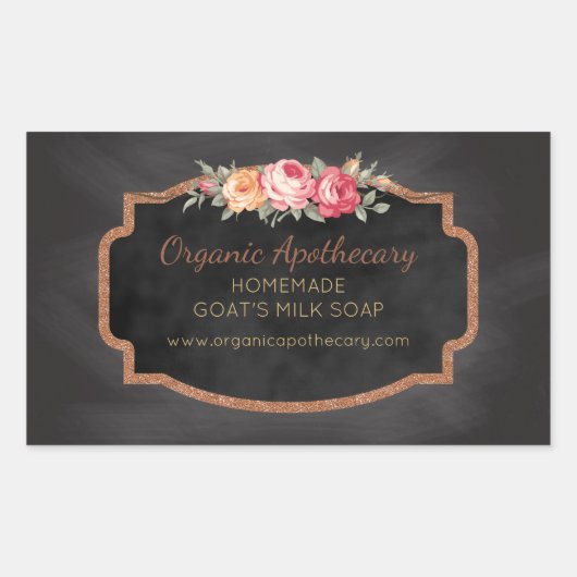 手作り石けんヴィンテージ黒板製品ラベル 長方形シール (正面)