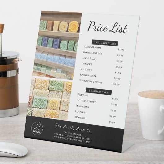 手作り石けん写真台座看板の価格表 台座サイン (インサイチュ)