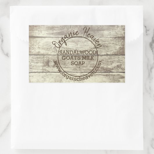 手作り石素朴けん木材国産ラベル 長方形シール (バッグ)