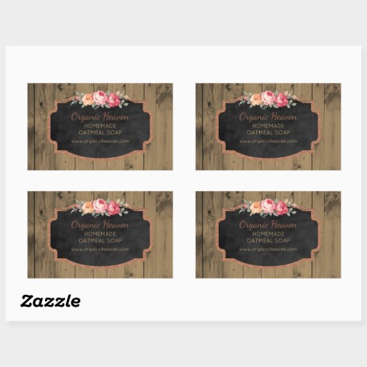 手作り石素朴けん木黒板製品ラベル 長方形シール (シート)