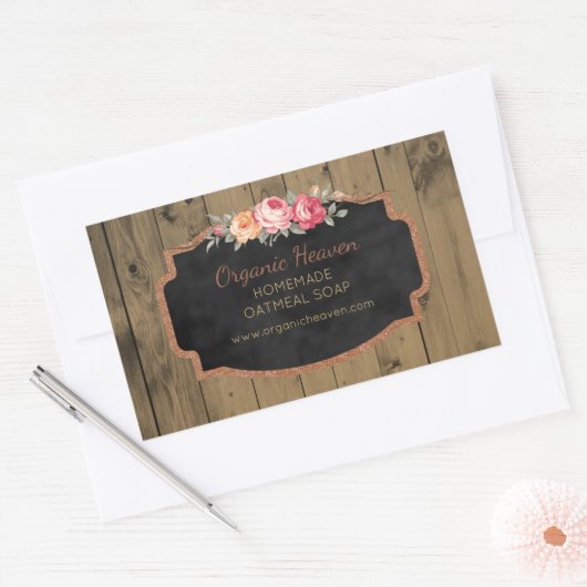 手作り石素朴けん木黒板製品ラベル 長方形シール (封筒)