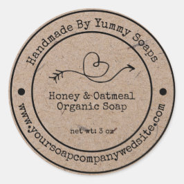 手作り石鹸ラベル |クラフトフェイク紙ドードルハート ラウンドシール