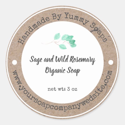手作り石鹸ラベル |クラフトフェイク紙 ラウンドシール (正面)