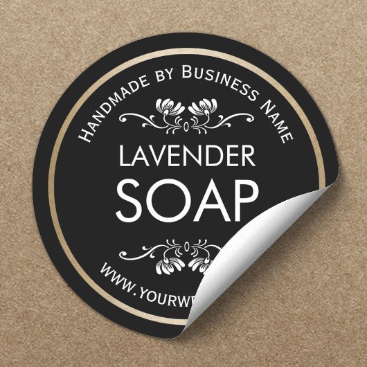手作り石鹸ヴィンテージフローラ平黒 ラウンドシール