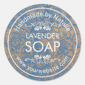 手作り石鹸ヴィンテージブルーフローラクラフト ラウンドシール (正面)