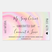 手作り石鹸 パステルユニコーン レインボーマーブル 長方形シール (正面)