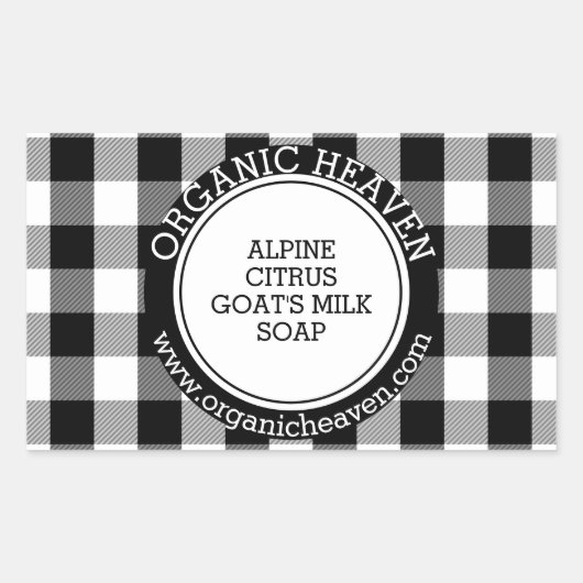 手作り石鹸B&Wランバージャックプレイド製品ラベル 長方形シール (正面)