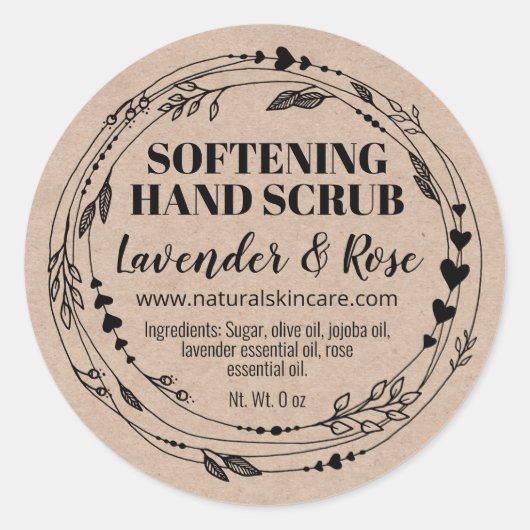 手作り砂糖手洗いクラフトラベル ラウンドシール (正面)