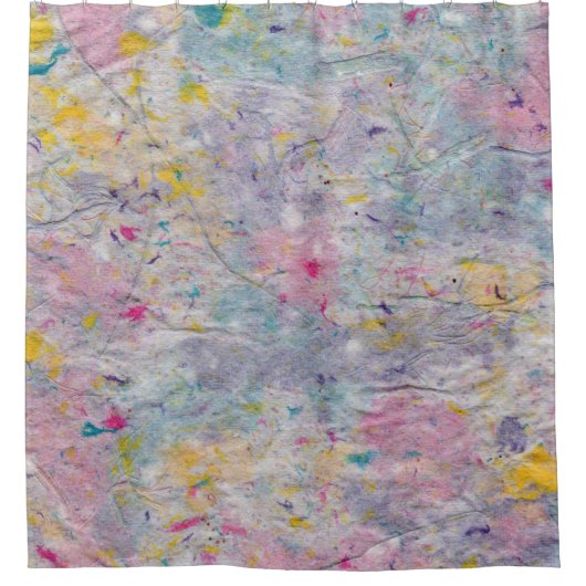 手作り紙カラフルとパルプアクセント画像 シャワーカーテン (正面)