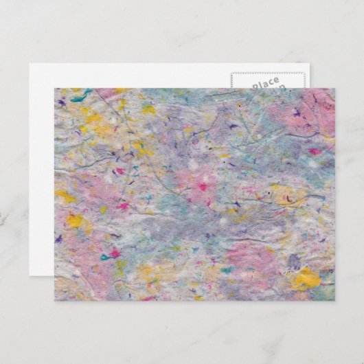 手作り紙カラフルとパルプアクセント ポストカード (正面/裏面)