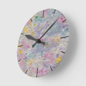 手作り紙カラフルとパルプアクセント ラウンド壁時計 (傾斜)