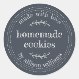 手作り素朴グッズ焼いたクッキーDark Blue ラウンドシール