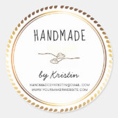 手作り素朴ホワイトゴールデン枠 ラウンドシール (正面)