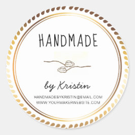 手作り素朴ホワイトゴールデン枠 ラウンドシール