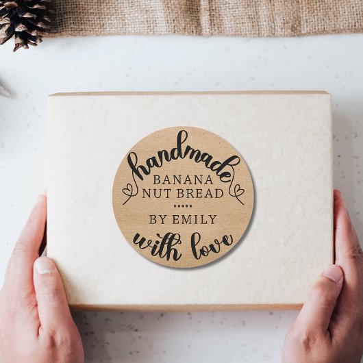 手作り素朴ラブスクリプトハートクラフト紙 ラウンドシール