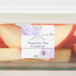 手作り紫色の水彩バラ ラベル