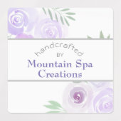 手作り紫色の水彩バラ ラベル (デザイン1)