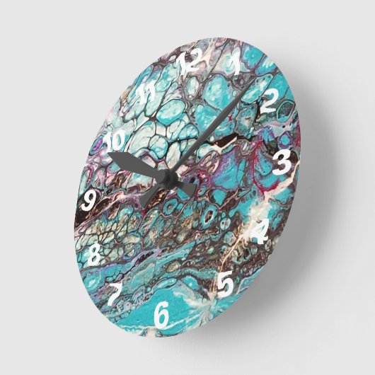 手作り絵画抽象芸術ズクックアートウォールクロック ラウンド壁時計 (傾斜)