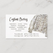 手作り編み物ウィンターハットとセーター 名刺 (裏面)