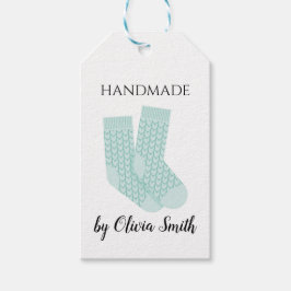 手作り編み物クラフトブルーソックス ギフトタグ