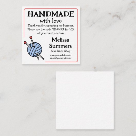 手作り編み物クーポン スクエア名刺 (正面/裏面)