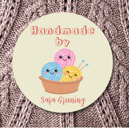 手作り編み物気にラベル、ラベル、私が作った、 ラウンドシール