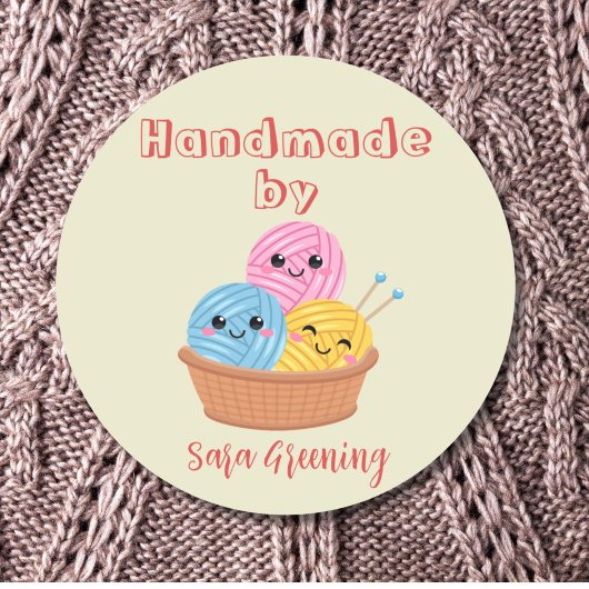 手作り編み物気にラベル、ラベル、私が作った、 ラウンドシール