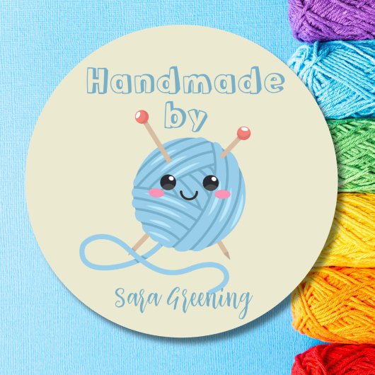 手作り編み物気にラベル、ラベル、私が作った、 ラウンドシール
