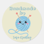 手作り編み物気にラベル、ラベル、私が作った、 ラウンドシール (正面)